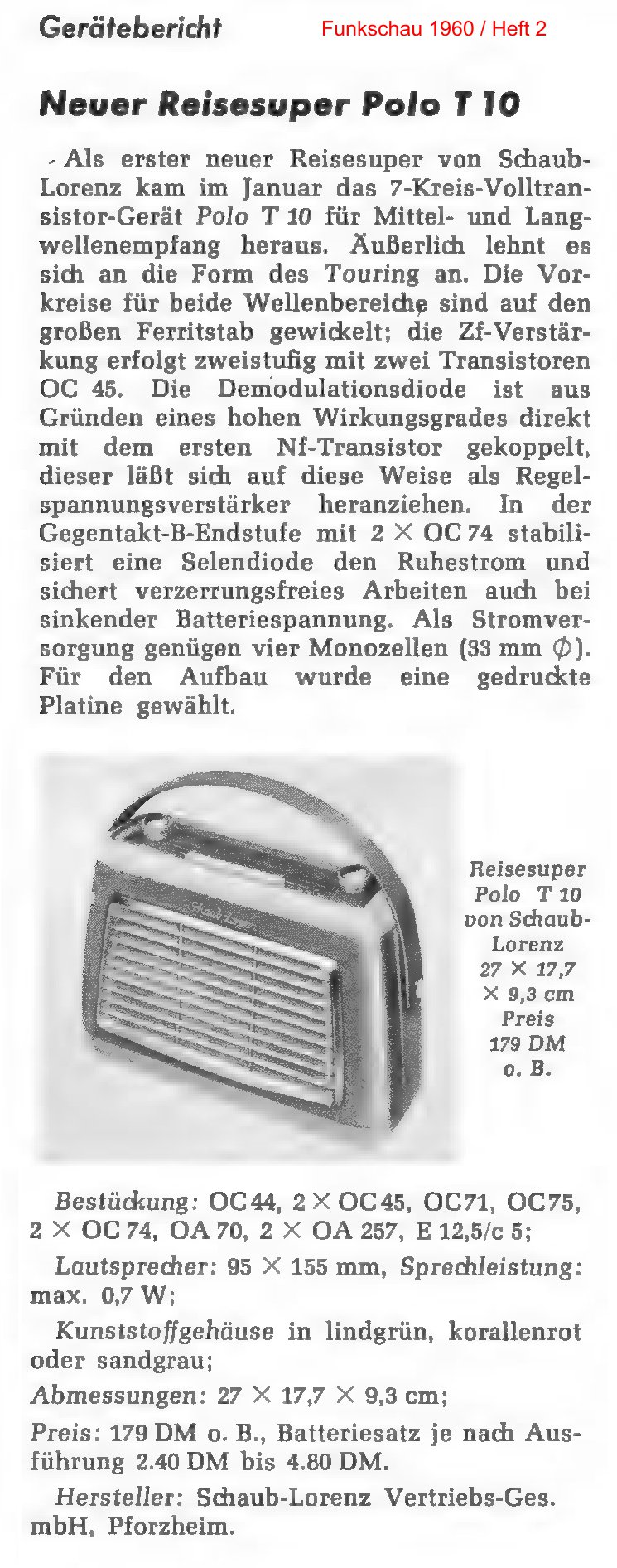 Schaub-Lorenz Polo T10
